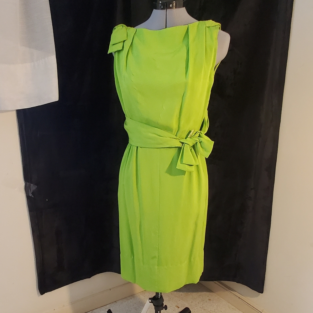 Chic Vintage lime green cocktail party bow dress